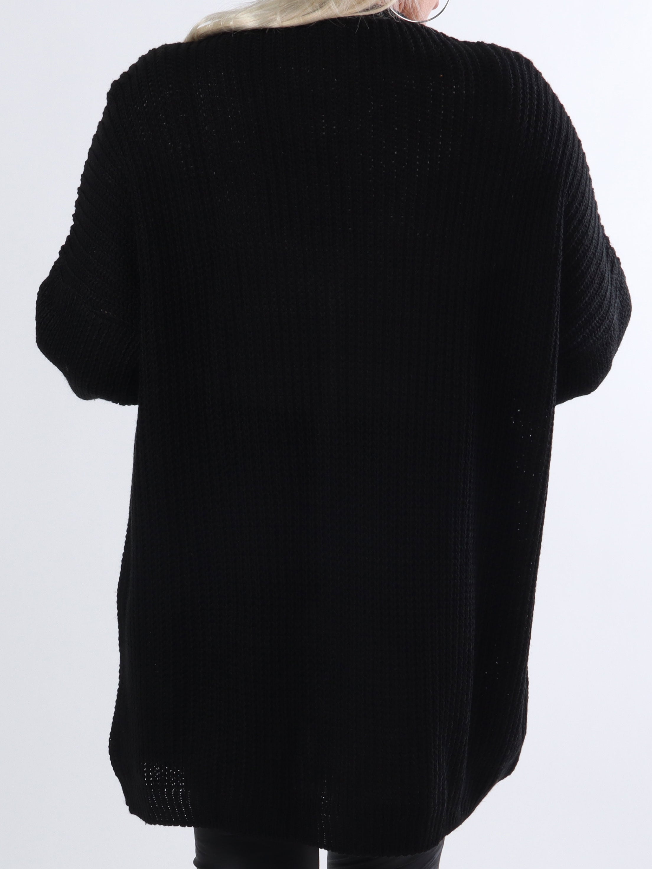 Millymy - Plus size kofta i stickad modell med stora knappar - Grey